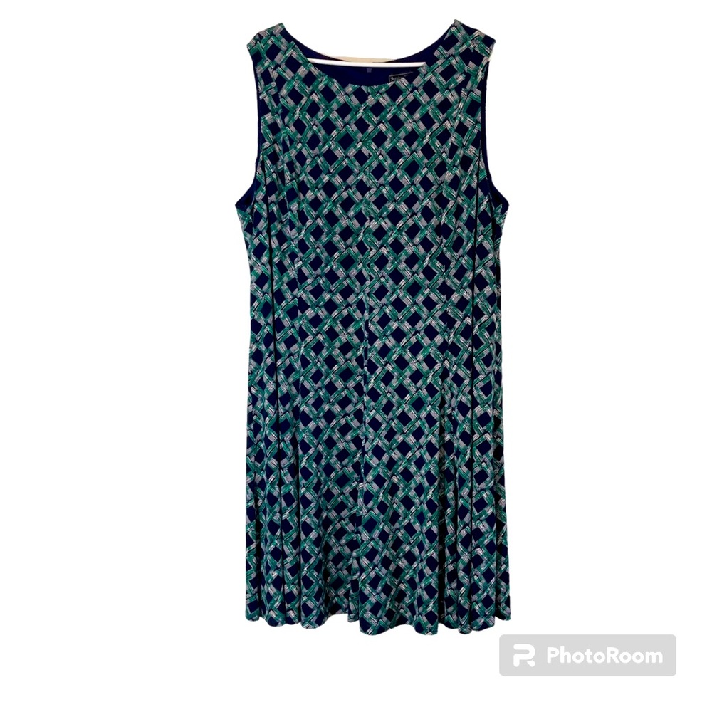 Jessica Howard Sleeveless Dress 22W Geometric Knee Length No Belt 3X
